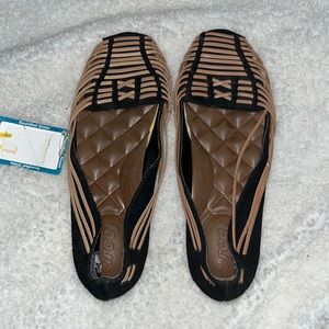 Grey and black flats